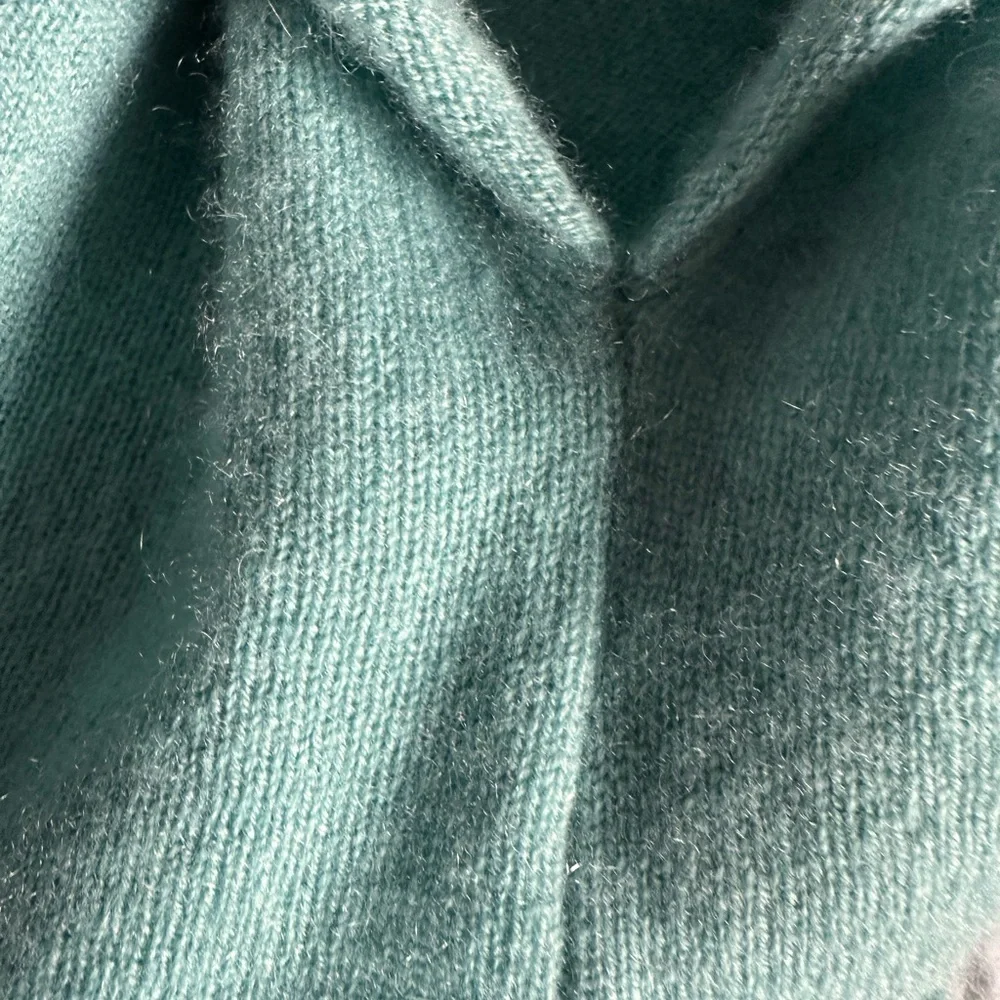 Cullen hi/lo  green cashmere sweater cowl neck M/L 100% poncho sweater